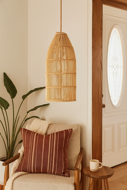 Bamboo Hanging lamp for Living Room | Rattan Pendant light | Cane ceiling light - Durga by Akway - Image 6