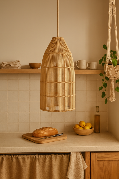 Bamboo Hanging lamp for Living Room | Rattan Pendant light | Cane ceiling light - Durga by Akway - Image 1