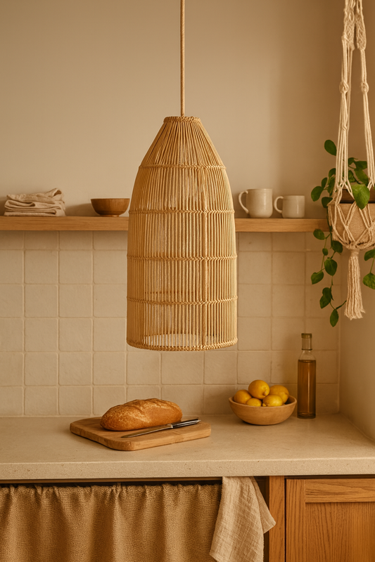 Bamboo Hanging lamp for Living Room | Rattan Pendant light | Cane ceiling light - Durga by Akway - Image 1