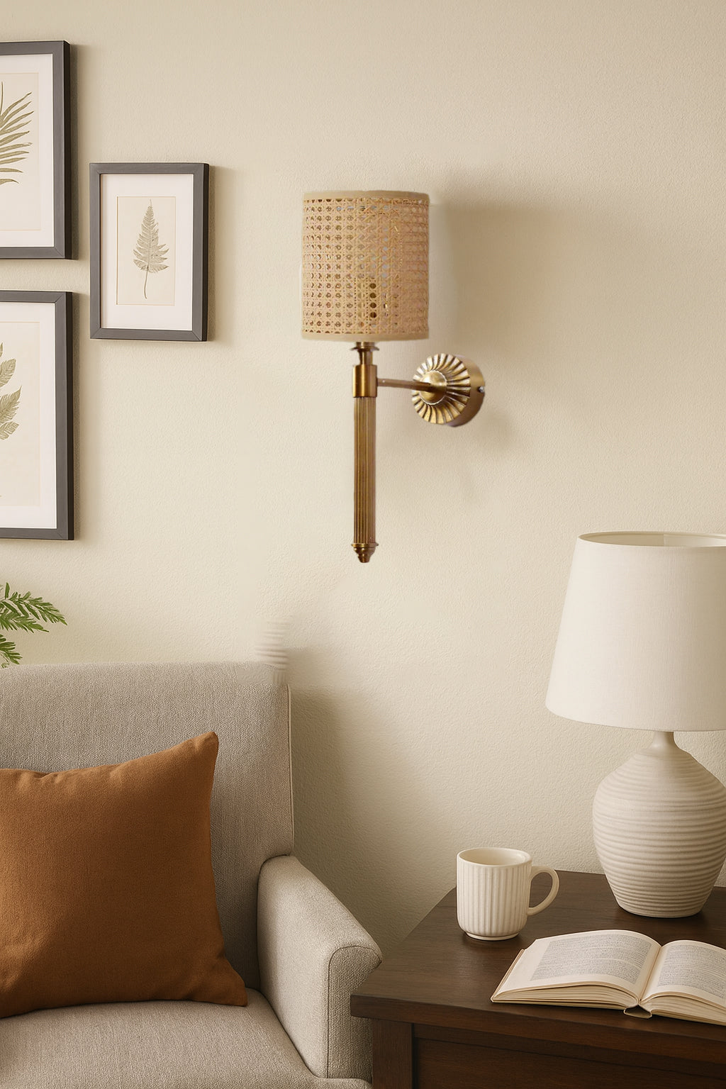 Bamboo Wall Lamp For Living Room | Rattan Wall Scone - Eshana