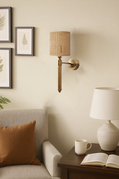 Bamboo Wall Lamp For Living Room | Rattan Wall Scone - Eshana