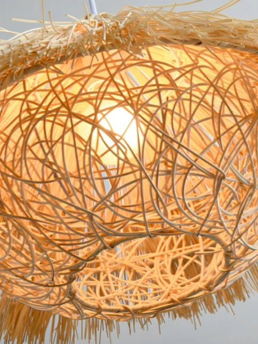 Bamboo Pendant Light for Living Room 14 Inch - Eshana by Akway