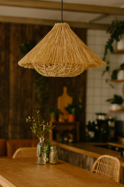 Bamboo Hanging lamp for Living Room | Rattan Pendant light | Cane ceiling light - Eshana 14" x 7" by Akway - Image 7