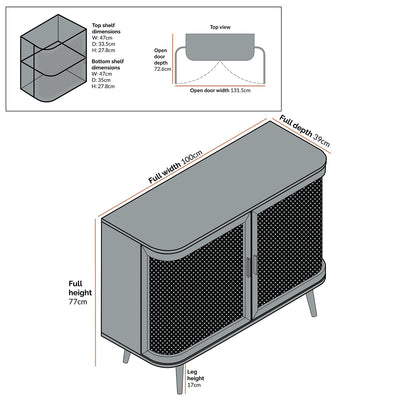 Mango Wooden Sideboard | Modern Rattan Sideboard - Rithala - Akway Uncategorized (Image 7)