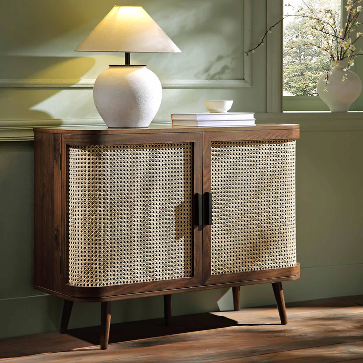 Mango Wooden Sideboard | Modern Rattan Sideboard - Rithala - Akway Uncategorized (Image 2)