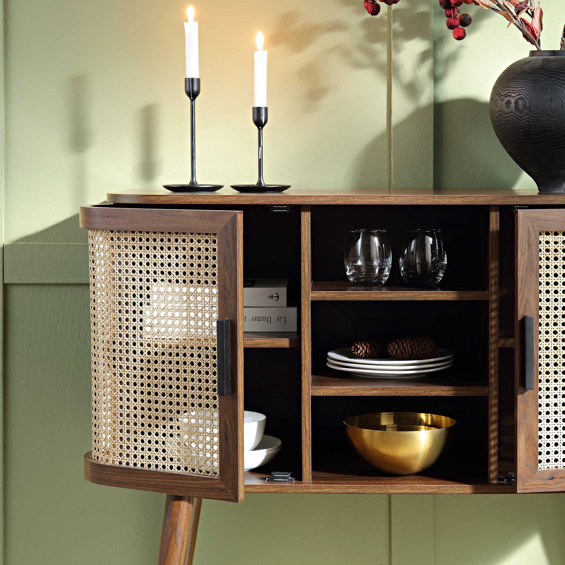 Mango Wooden Buffet Sideboard | Rattan Buffet Sideboard - Siyal - Akway Uncategorized (Image 2)