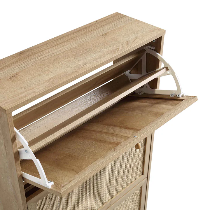 Mango Wooden Shoe Cabinet | Rattan Shoe Cabinet - Feroza - Akway Uncategorized (Image 2)
