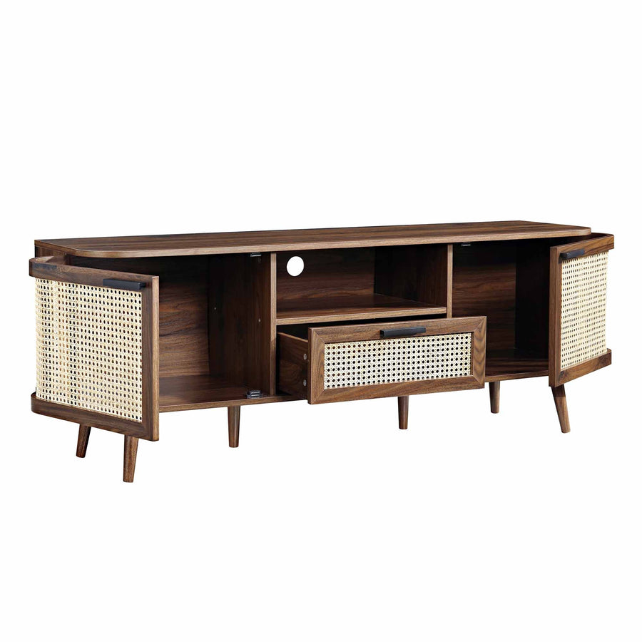 Rattan Modern Wooden Sideboard | Rattan TV Unit | Wooden Console Table - Dwarka - Akway Uncategorized (Image 3)