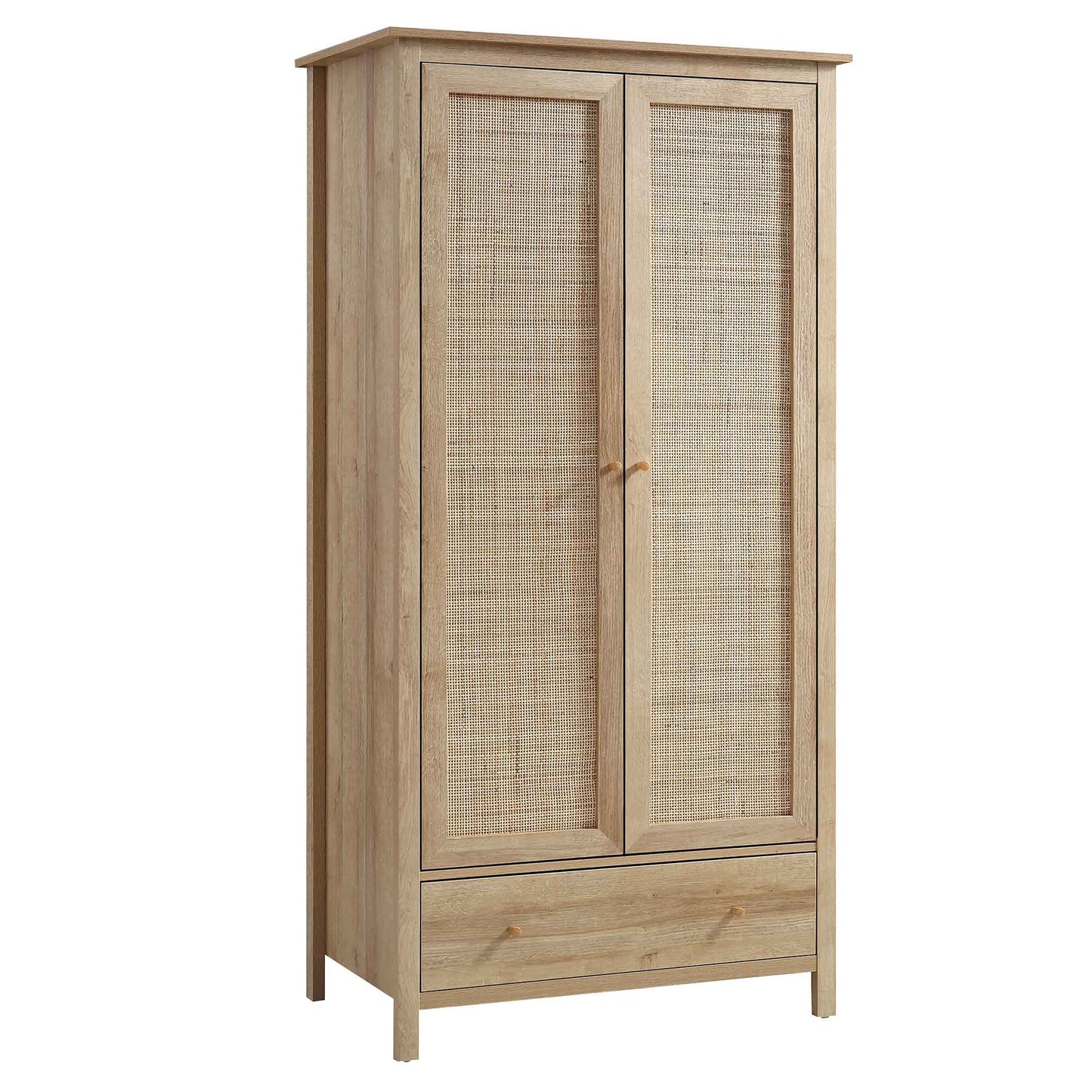 Wooden & Rattan Wardrobe for Timeless Style | Wooden Rattan Work Wardrobe - Elisa - Akway Uncategorized (Image 5)