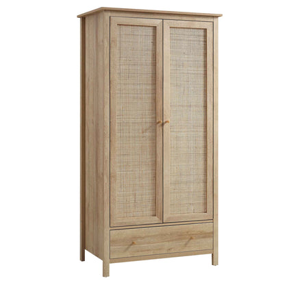 Wooden & Rattan Wardrobe for Timeless Style | Wooden Rattan Work Wardrobe - Elisa - Akway Uncategorized (Image 5)