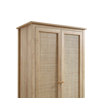 Wooden & Rattan Wardrobe for Timeless Style | Wooden Rattan Work Wardrobe - Elisa - Akway Uncategorized (Image 3)