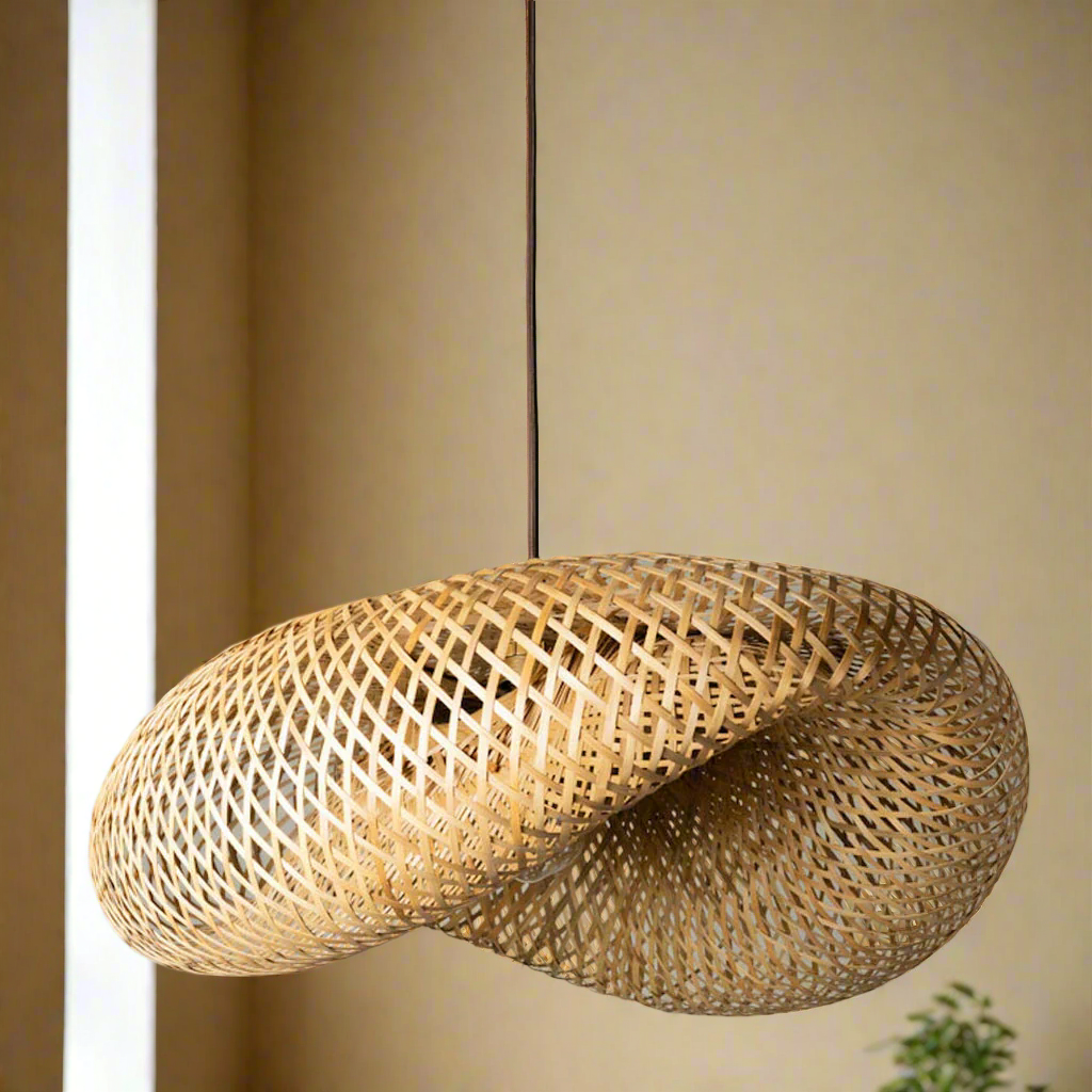 Bamboo Hanging lamp for Living Room | Rattan Pendant light | Cane ceiling light - Krisha
