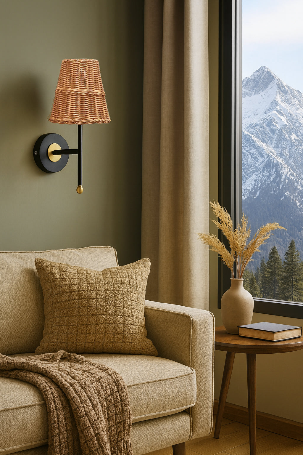 Bamboo Wall Lamp For Living Room | Rattan Wall Light - Geetika