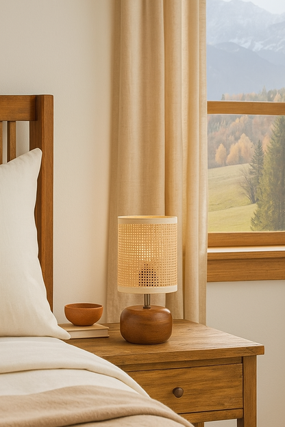 Handwoven Rattan Table Lamp for Cozy Home Décor - Guinevere