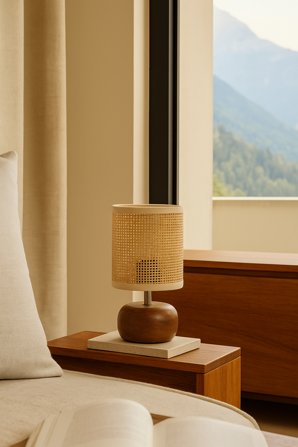 Handwoven Rattan Table Lamp for Cozy Home Décor - Guinevere