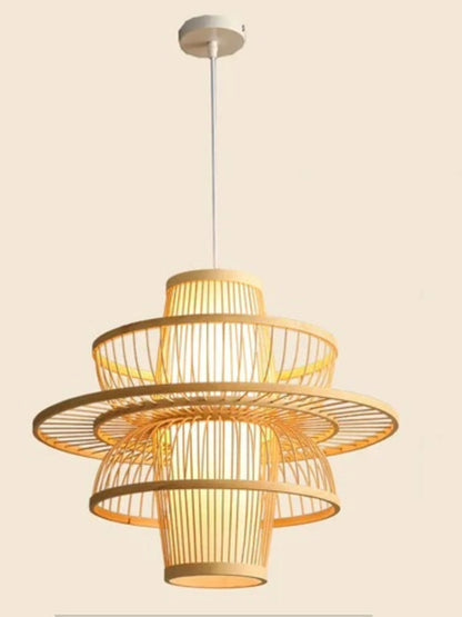 Bamboo Lamp for Living Room | Rattan Pendant light | Cane ceiling light - Ganesh