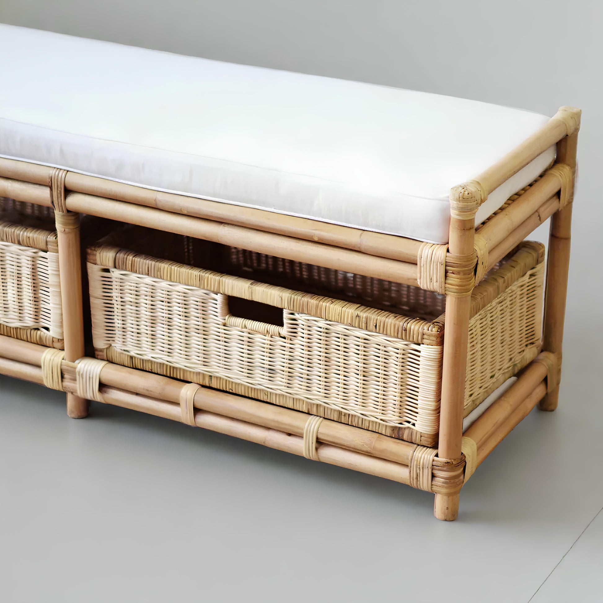 Wooden Rattan Bench Seat | Modern Rattan Bench Seat - Firosa - Akway Uncategorized (Image 3)