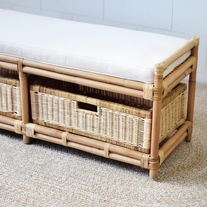 Wooden Rattan Bench Seat | Modern Rattan Bench Seat - Firosa - Akway Uncategorized (Image 4)