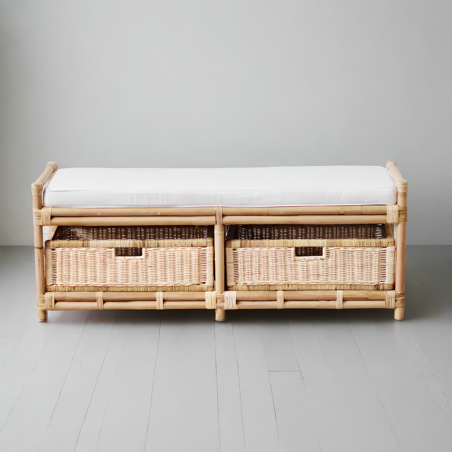 Wooden Rattan Bench Seat | Modern Rattan Bench Seat - Firosa - Akway Uncategorized (Image 1)