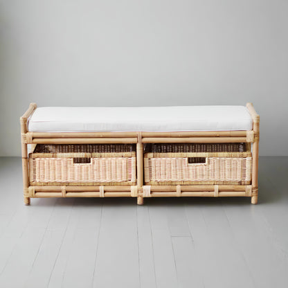 Wooden Rattan Bench Seat | Modern Rattan Bench Seat - Firosa - Akway Uncategorized (Image 1)