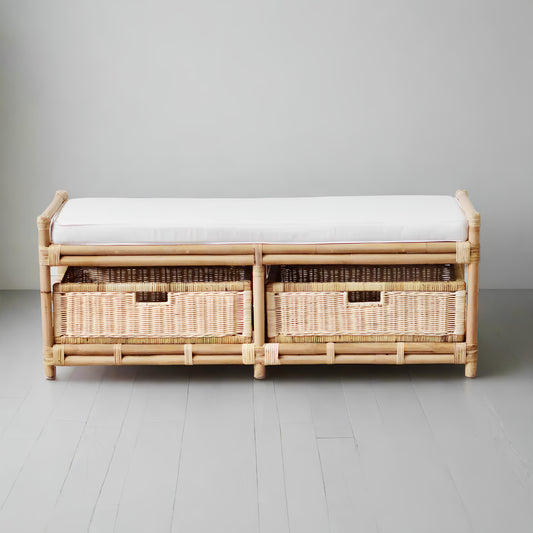 Wooden Rattan Bench Seat | Modern Rattan Bench Seat - Firosa - Akway Uncategorized (Image 1)
