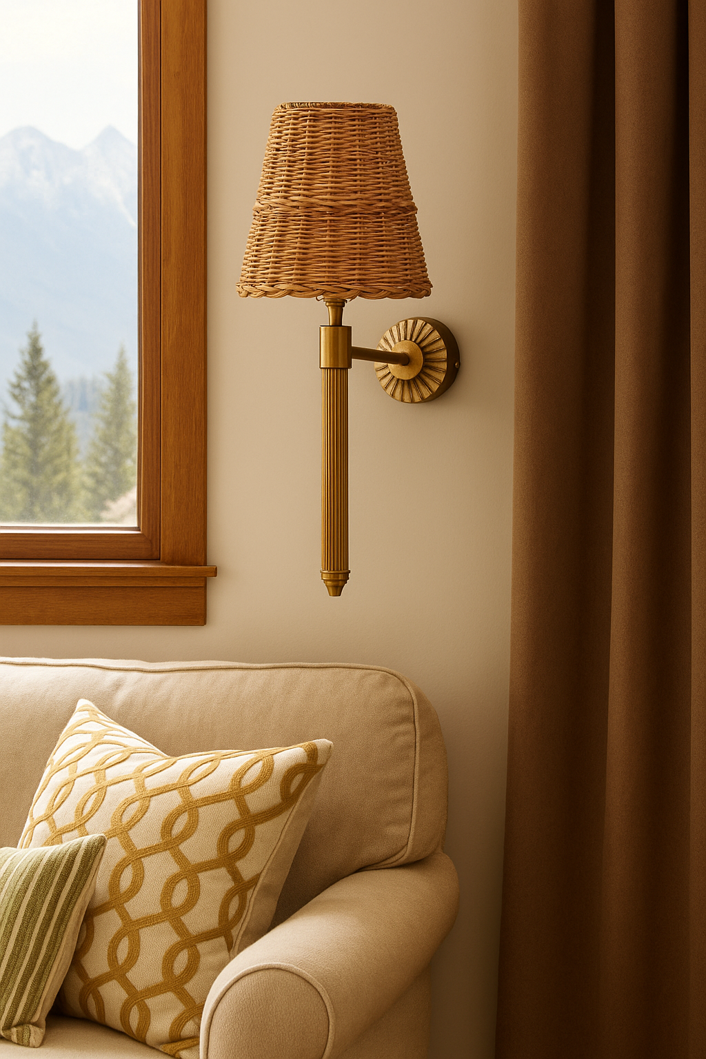 Rattan Wall Light For Living Room | Cane Wall Lamp- Hiral