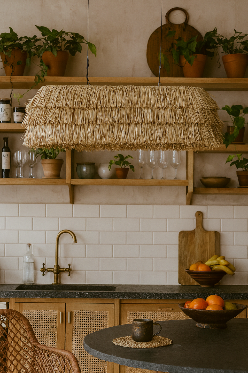 Handcrafted Natural Raffia Hanging | Pendant Light | Boho Chandelier for Dining Living Spaces - WHITLEY - Image 2