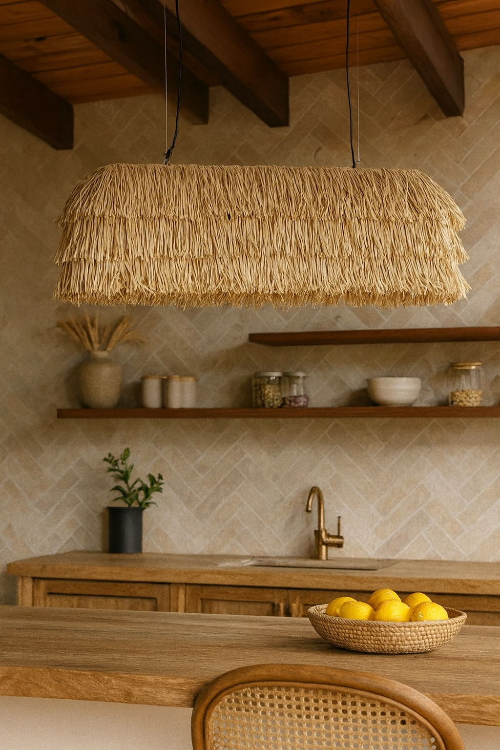 Handcrafted Natural Raffia Hanging | Pendant Light | Boho Chandelier for Dining Living Spaces - WHITLEY - Image 3