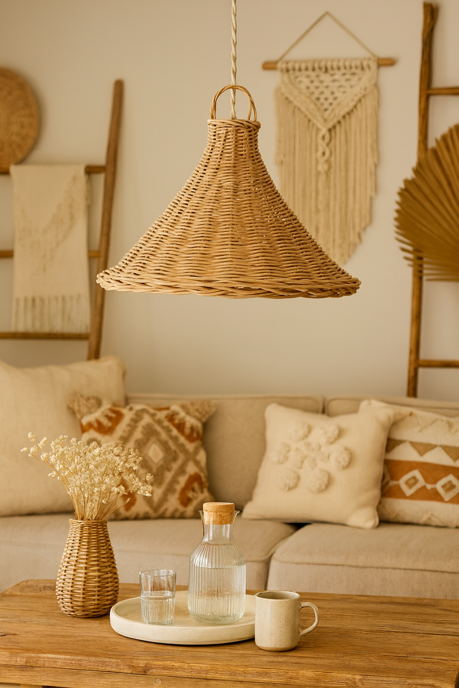 Bamboo Pendant Light for Living Room - Hanita by Akway