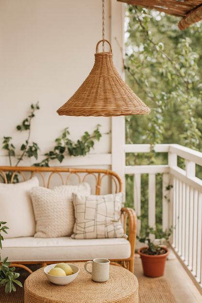 Bamboo Hanging lamp for Living Room | Rattan Pendant light | Cane ceiling light - Hanita by Akway - Image 5