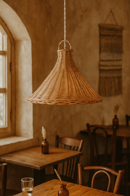 Bamboo Hanging lamp for Living Room | Rattan Pendant light | Cane ceiling light - Hanita by Akway - Image 7
