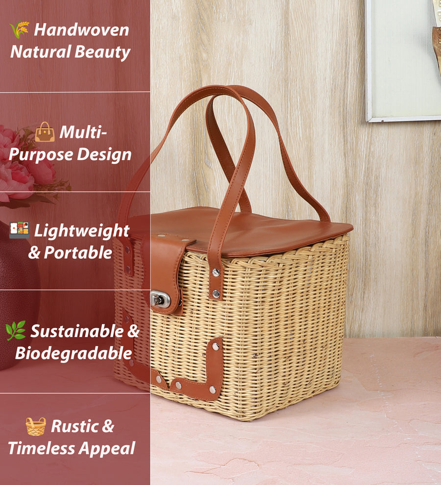 Premium Picnic Bag with Wooden Utensils – Insulated, Stylish & Durable – Perfect for Outdoor Picnics, Camping & Travel - Akwa