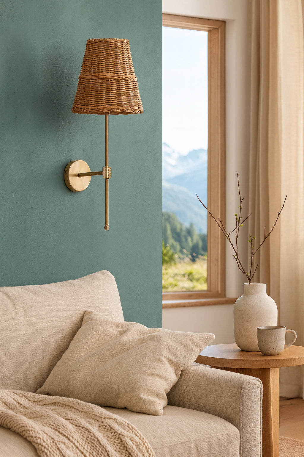 Bamboo Wall Light For Living Room | Rattan Wall Lamp - Inaya - Image 7