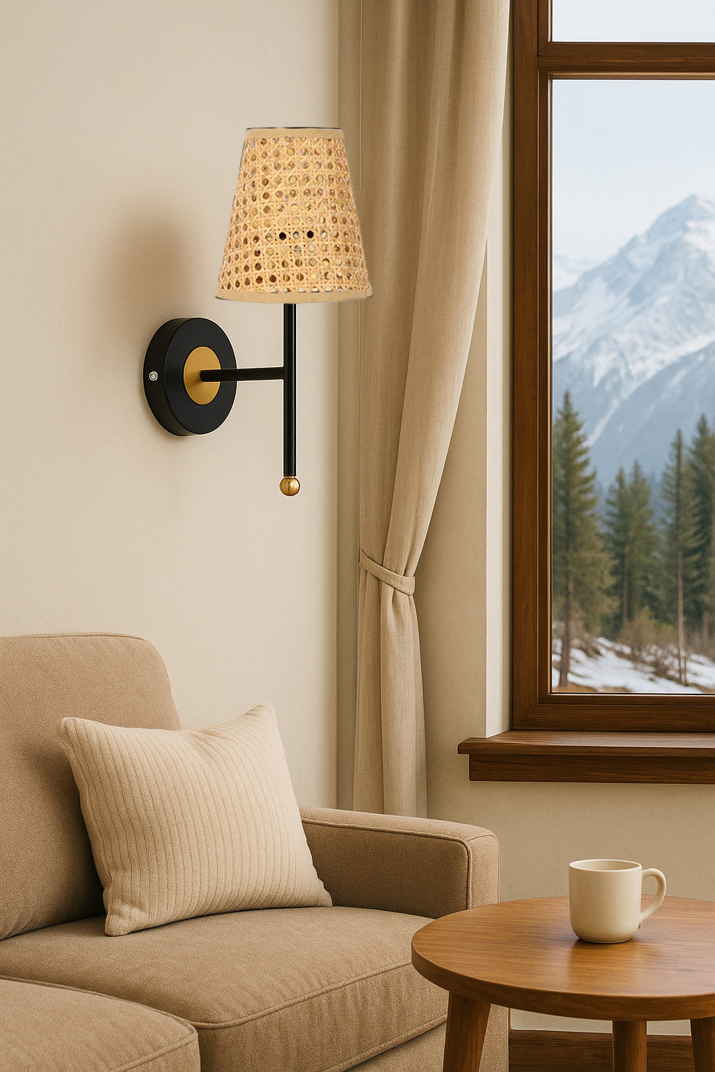 Rattan Wall Lamp For Living Room | Bamboo Wall Light - Ishani