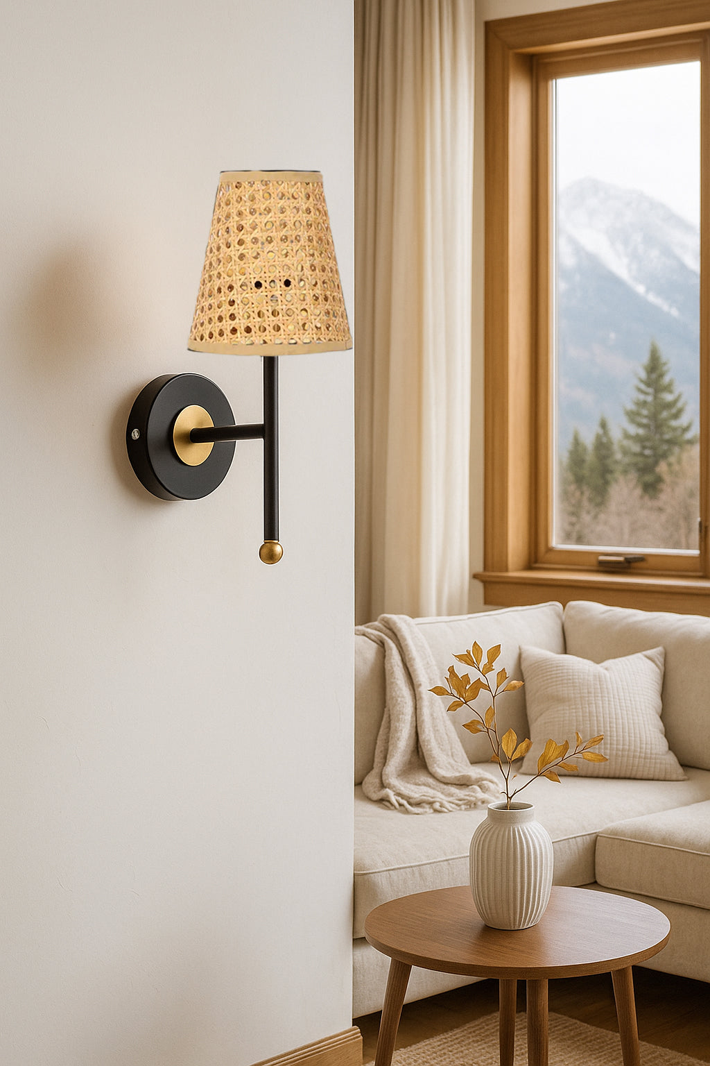 Rattan Wall Lamp For Living Room | Bamboo Wall Light - Ishani