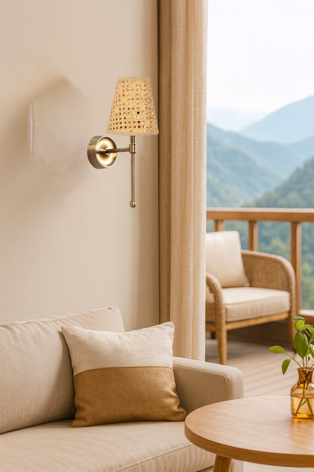 Bamboo Wall Lamp For Living Room | Cane Wall Light - Jagvi