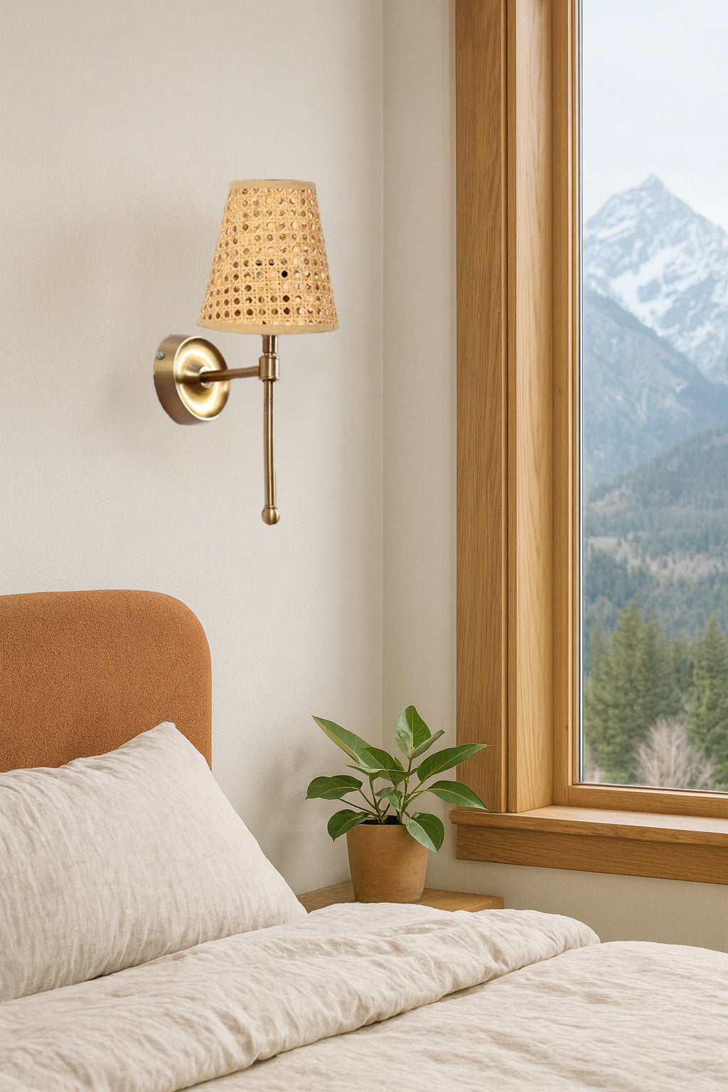 Bamboo Wall Lamp For Living Room | Cane Wall Light - Jagvi