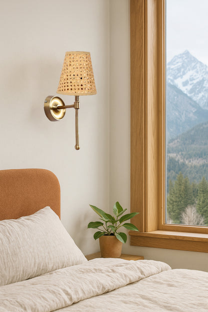 Bamboo Wall Lamp For Living Room | Cane Wall Light - Jagvi