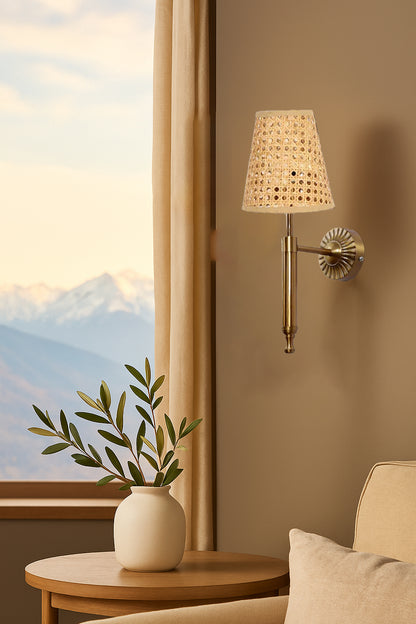Cane Wall Lamp For Living Room | Bamboo Wall Scone - Jalsa