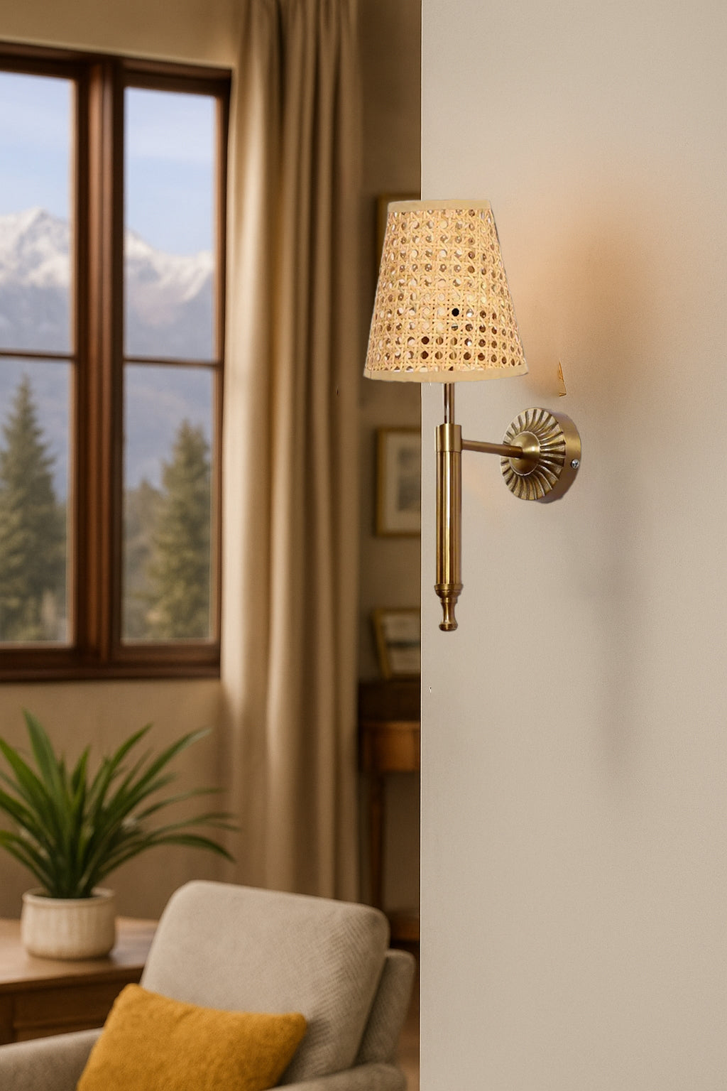 Cane Wall Lamp For Living Room | Bamboo Wall Scone - Jalsa