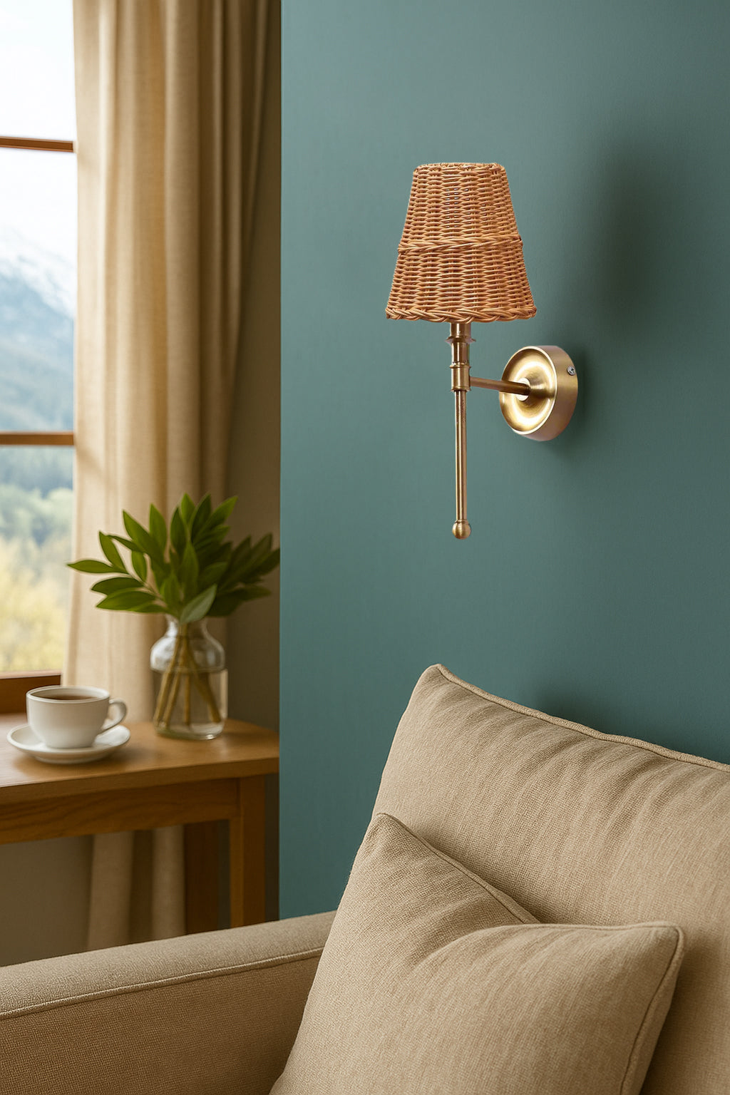 Rattan Wall Lamp For Living Room | Cane Wall Lamp - Janya