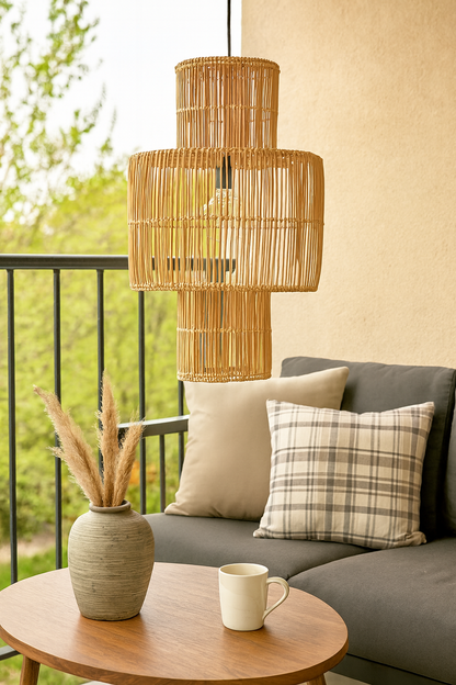 Bamboo Hanging lamp for Living Room | Rattan Pendant light | Cane ceiling light - Jash
