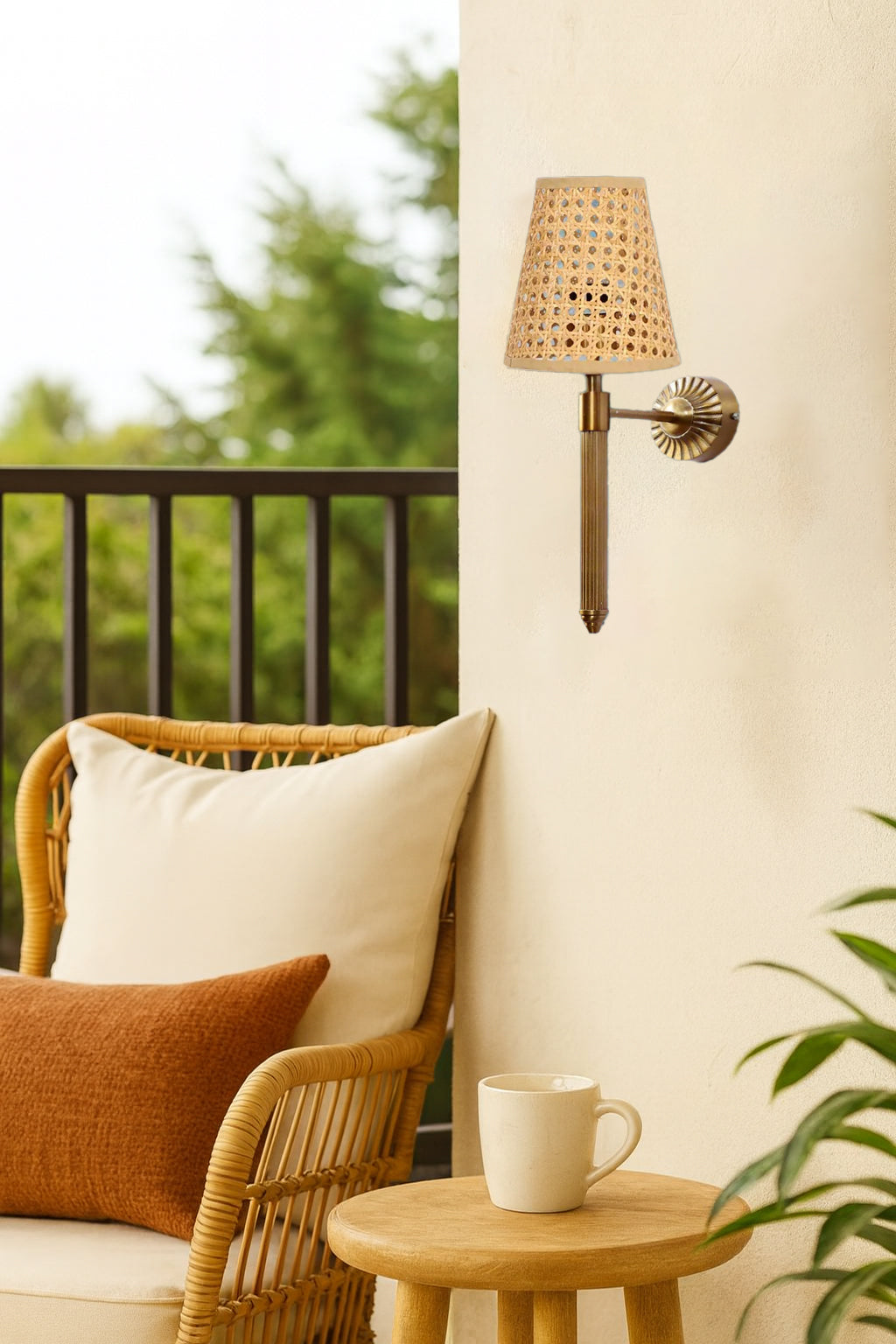 Rattan Wall Lamp For Living Room | Bamboo Wall Light - Jasmit