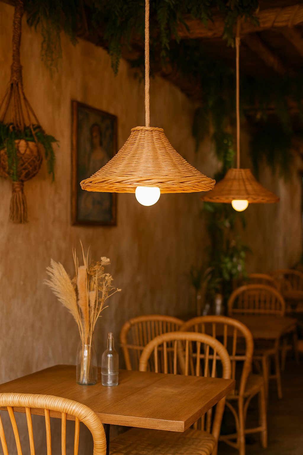 Bamboo Hanging lamp for Living Room | Rattan Pendant light | Cane ceiling light - Jivan by Akway - Image 2