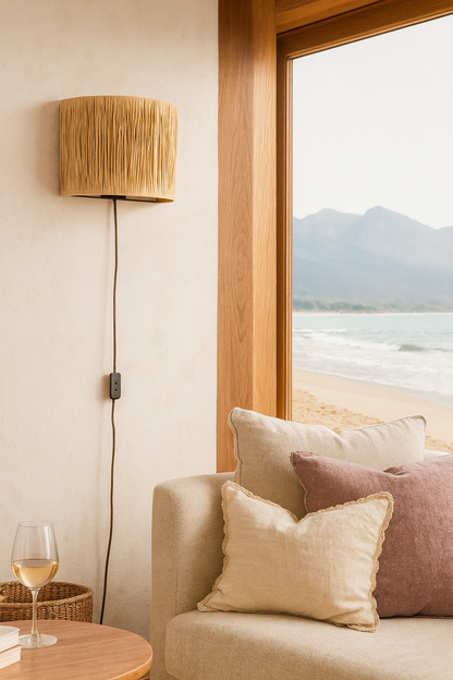 Bamboo Wall lamps For Living Room | Rattan Wall scones | Wicker Wall Lamps | Cane Wall Scones - Kaia