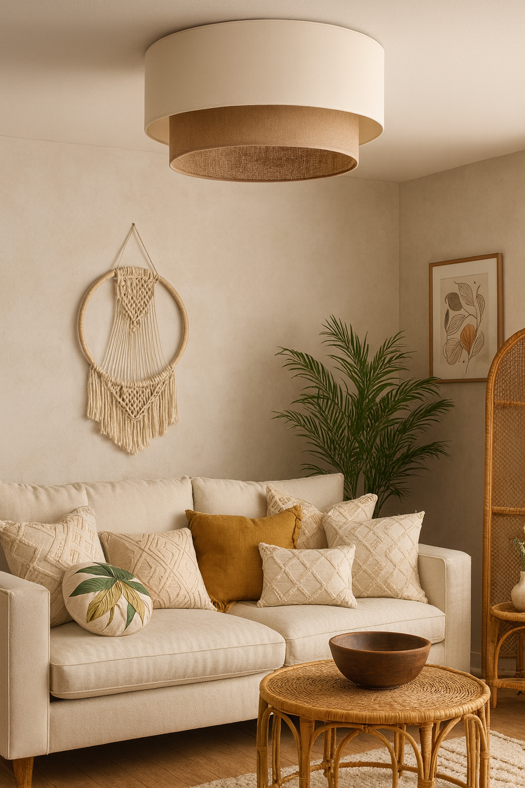 Jute Light for Living Room | Jute Ceiling light | Handmade Jute Lamp - Kala - Image 5