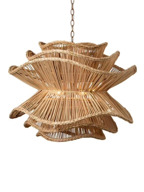 Bamboo Chandelier for Staircase | Rattan Hanging Light - Kavya