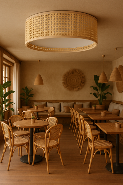 Rattan Ceiling Flush Mount Lamp for Living Room | Wicker Pendant light | Cane ceiling light - Kilash by Akway - Image 3