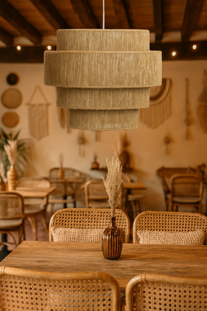 Bamboo Hanging lamp for Living Room | Rattan Pendant light | Cane ceiling light - Lasya