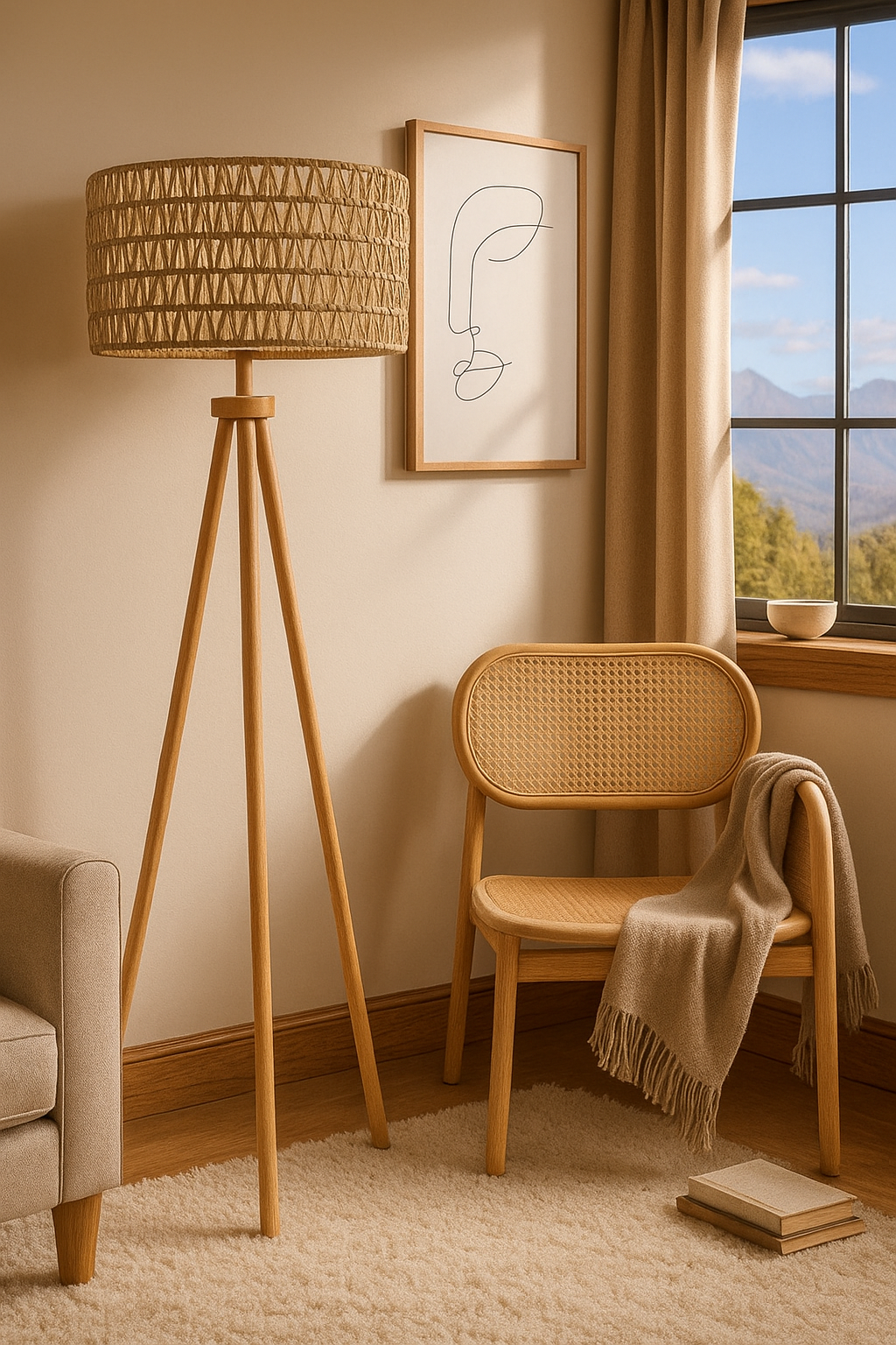 Rattan Floor Lamp | Bamboo Floor Lamp | Cane Floor Lamp - Lavya by Akway - Image 3